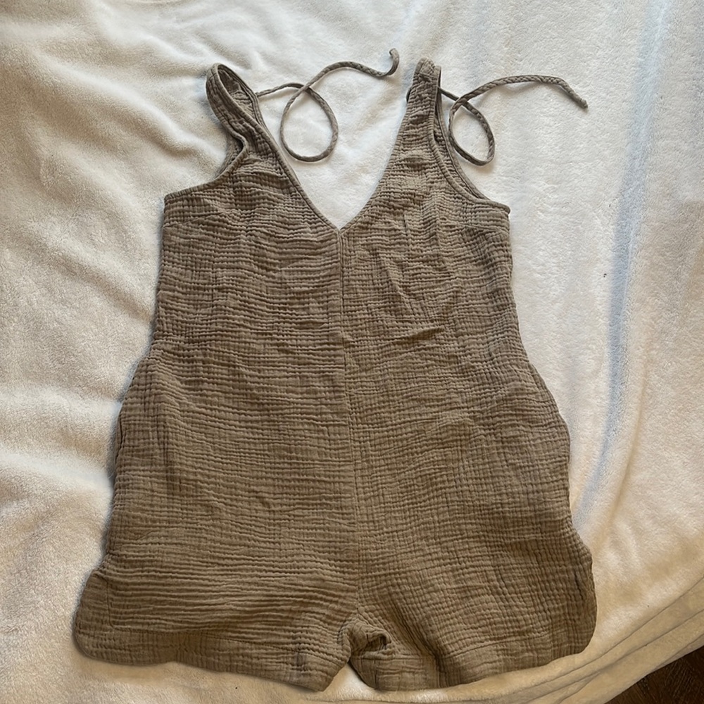Tan Solid Romper